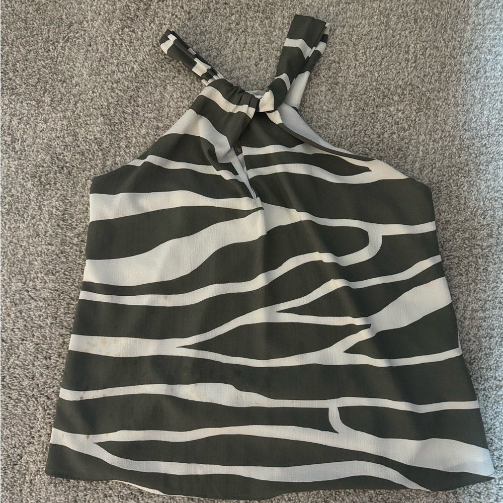 Green and white halter top